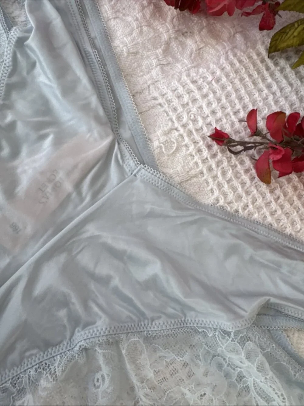 VICTORIA'S SECRET L BLUE WINGS VERY SEXY HIGH LEG CHEEKY SILKY PANTIES NWT